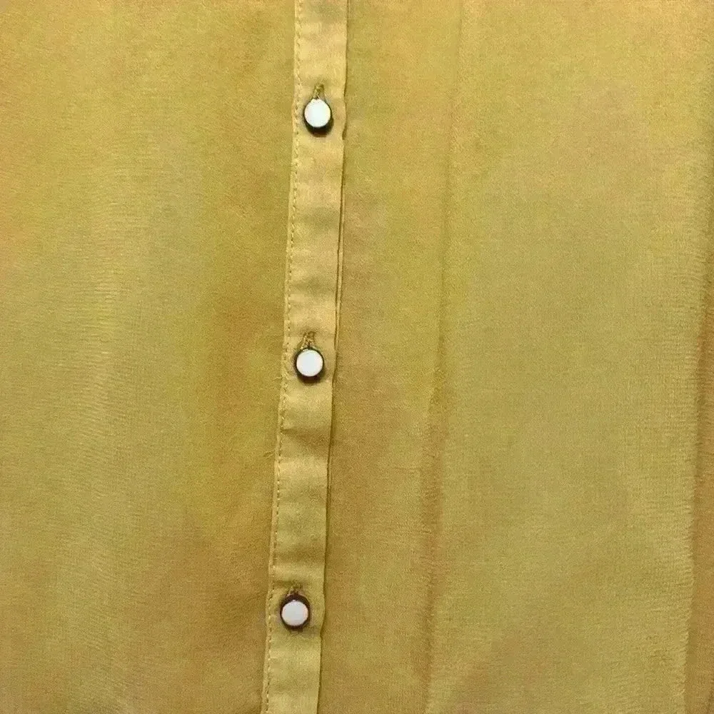 Gold Sheer Blouse Medium with Pearl buttons Item#J - Picture 2 of 6